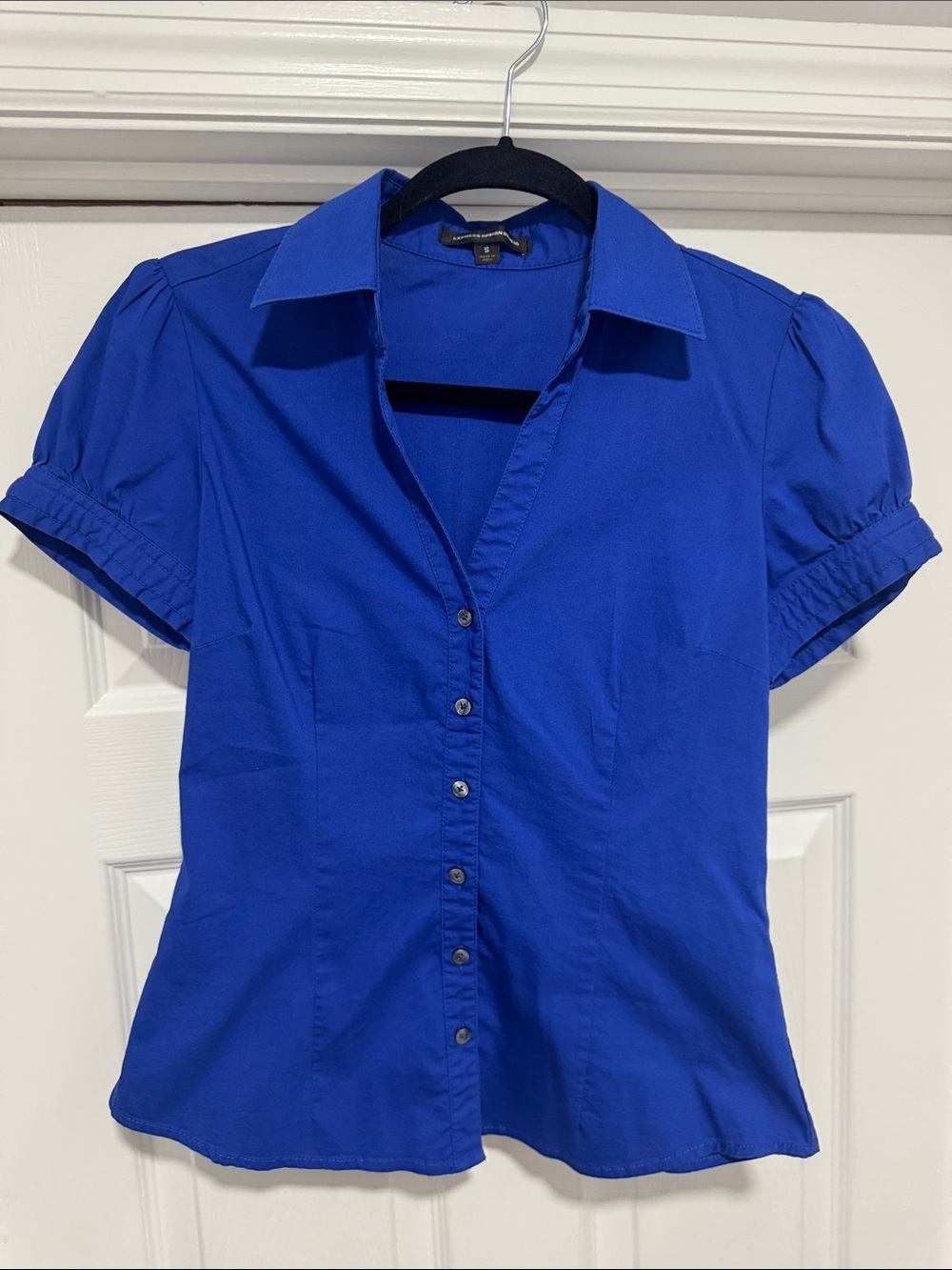 Express Short-Sleeve Button-Down Shirt - Royal Blue